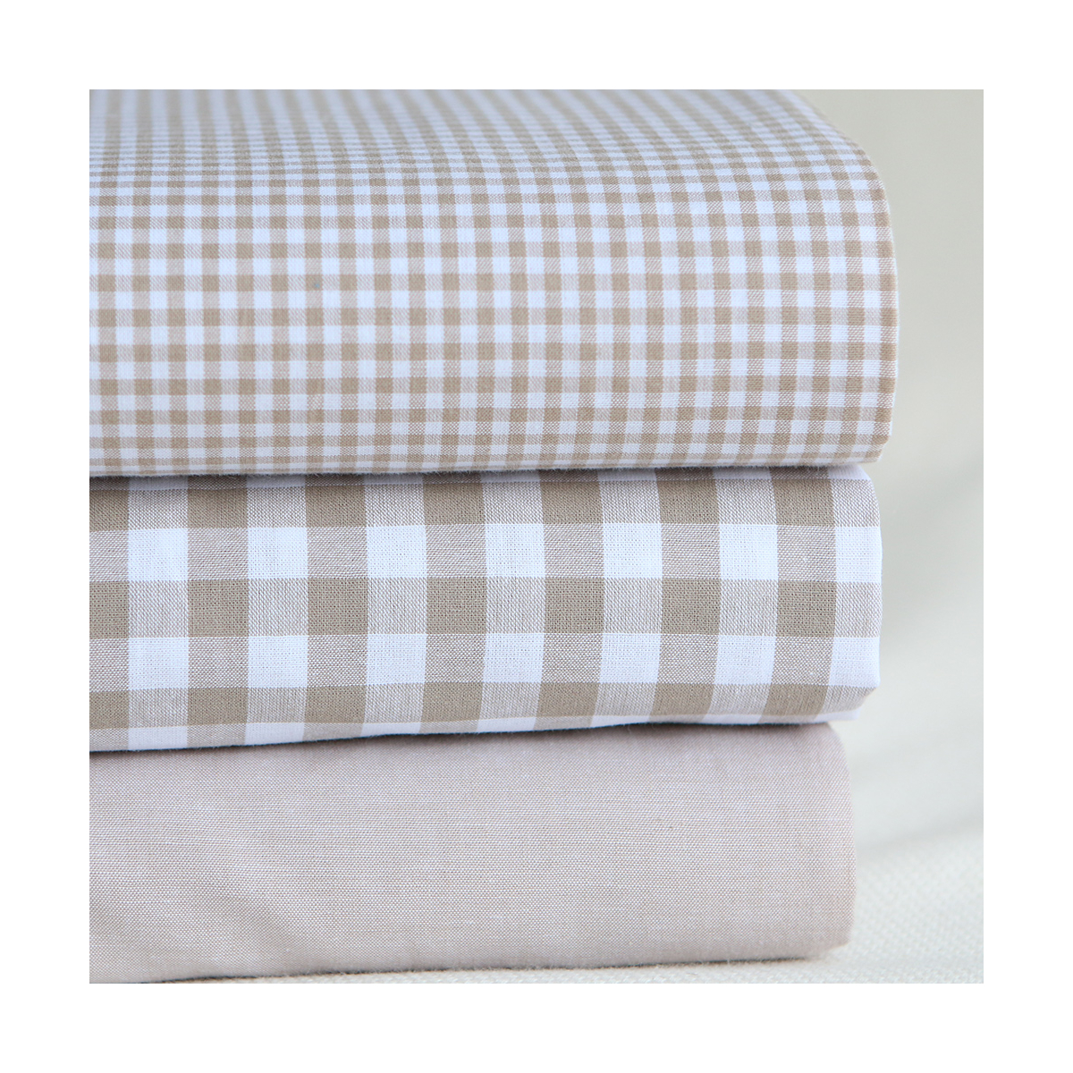 Popeline coton uni chiné effet chambray beige sable