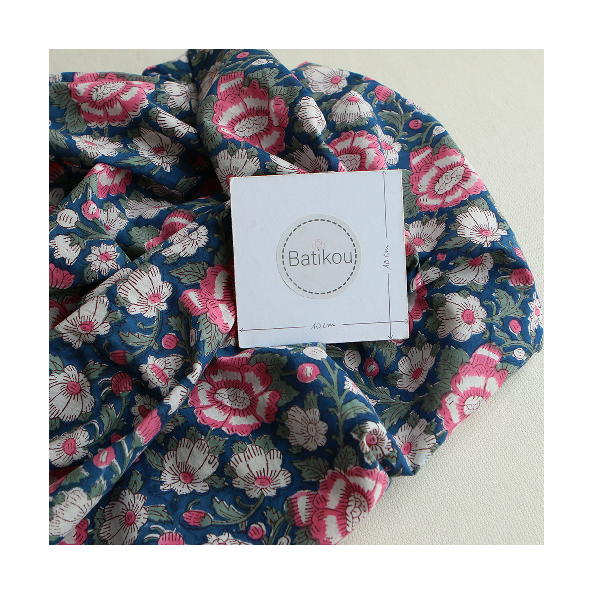 Neha - Tissu indien en coton imprimé main Hand Block Artisanal