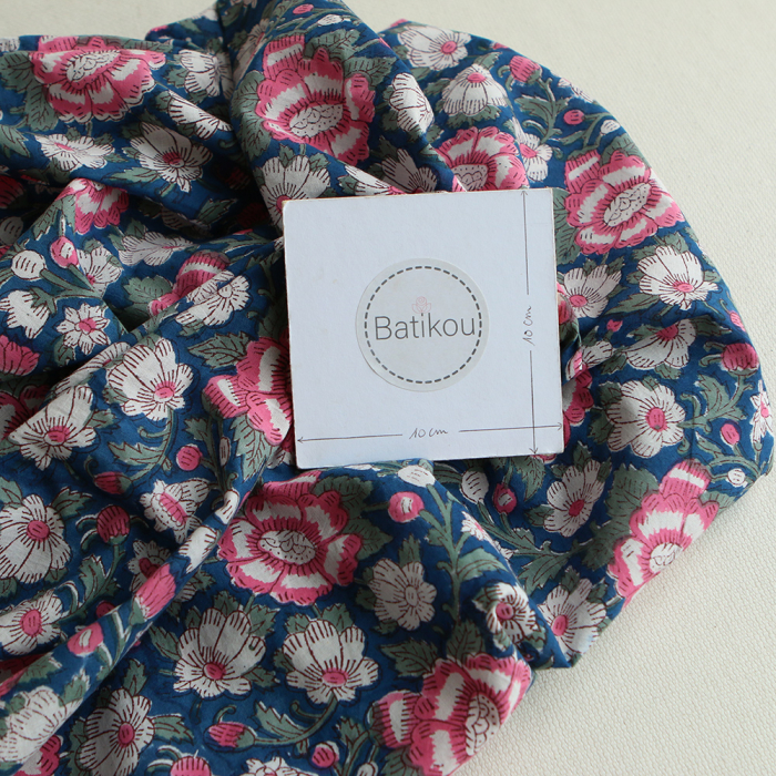 Neha - Tissu indien en coton imprimé main Hand Block Artisanal