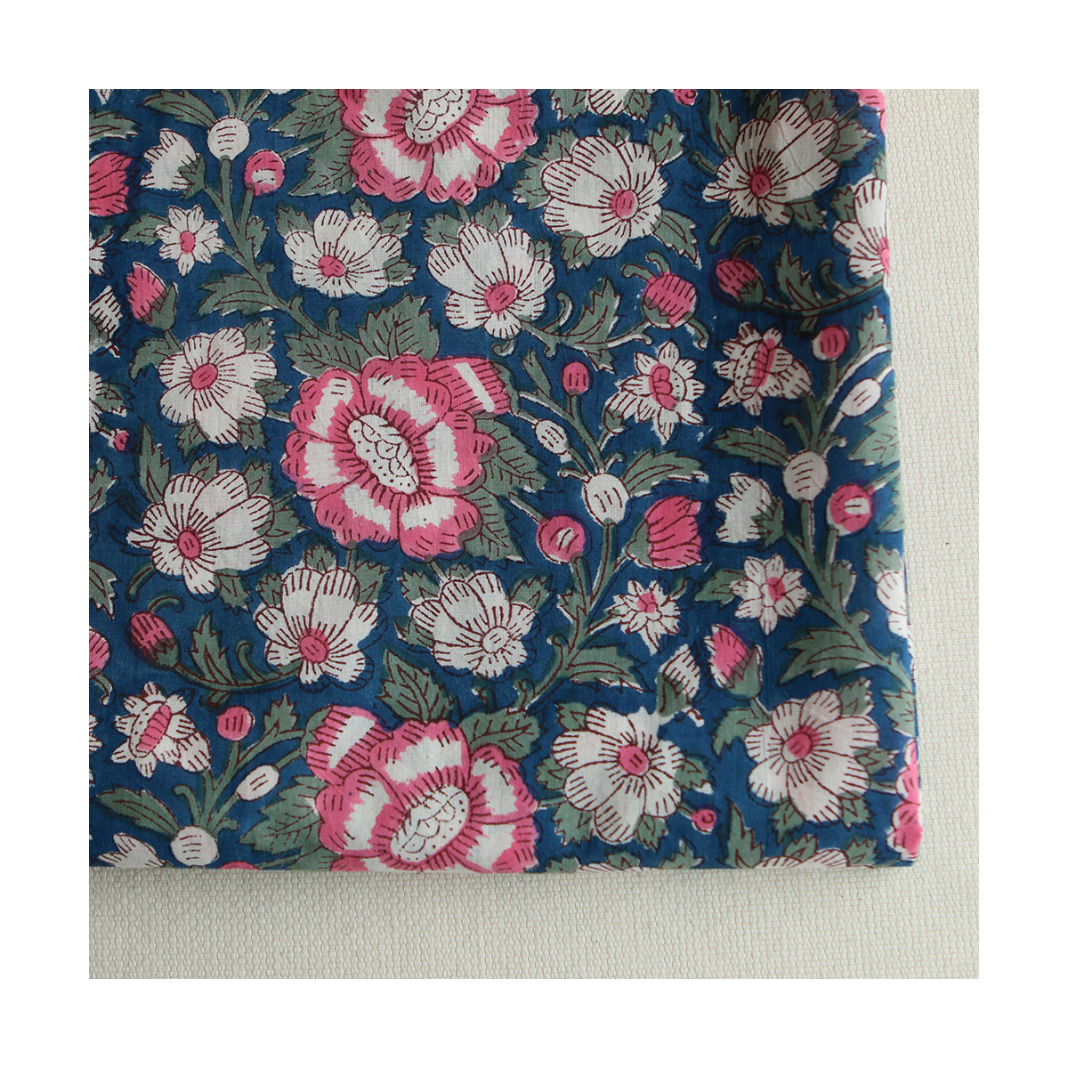 Neha - Tissu indien en coton imprimé main Hand Block Artisanal