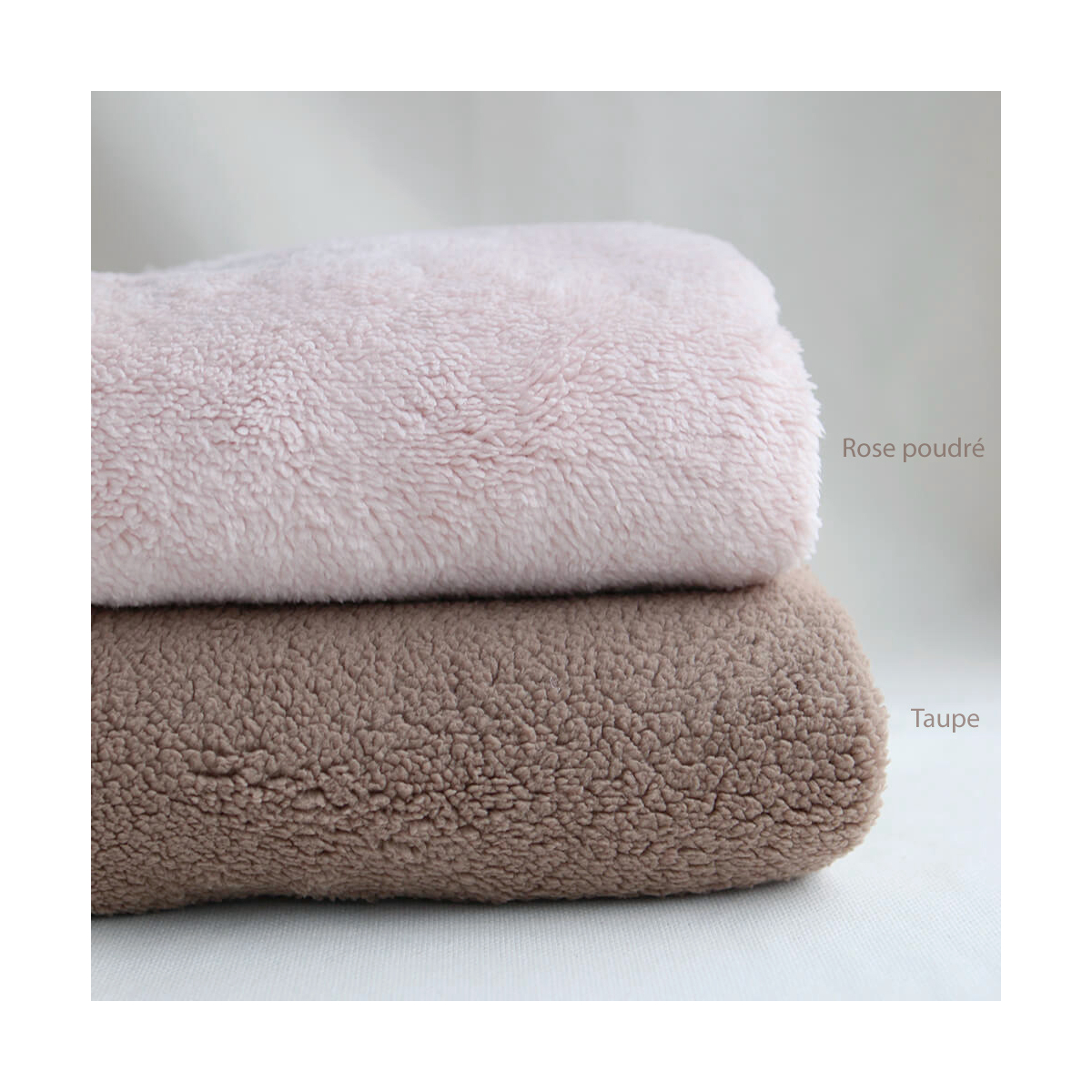 Tissu teddy moumoute doudou bouclé doux taupe