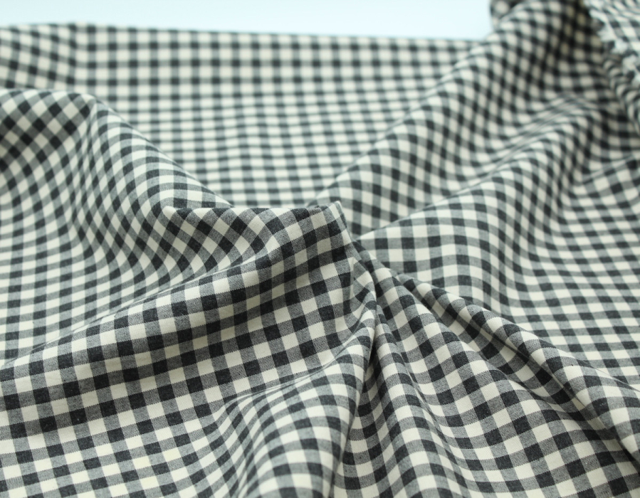 Coton vichy chiné écru carreaux 5mm