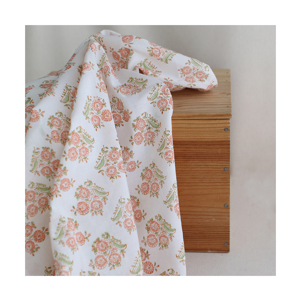 Anika - Tissu indien coton hand block traditionnel