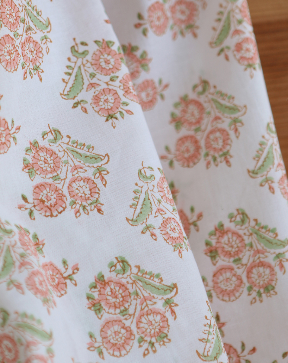 Anika - Tissu indien coton hand block traditionnel