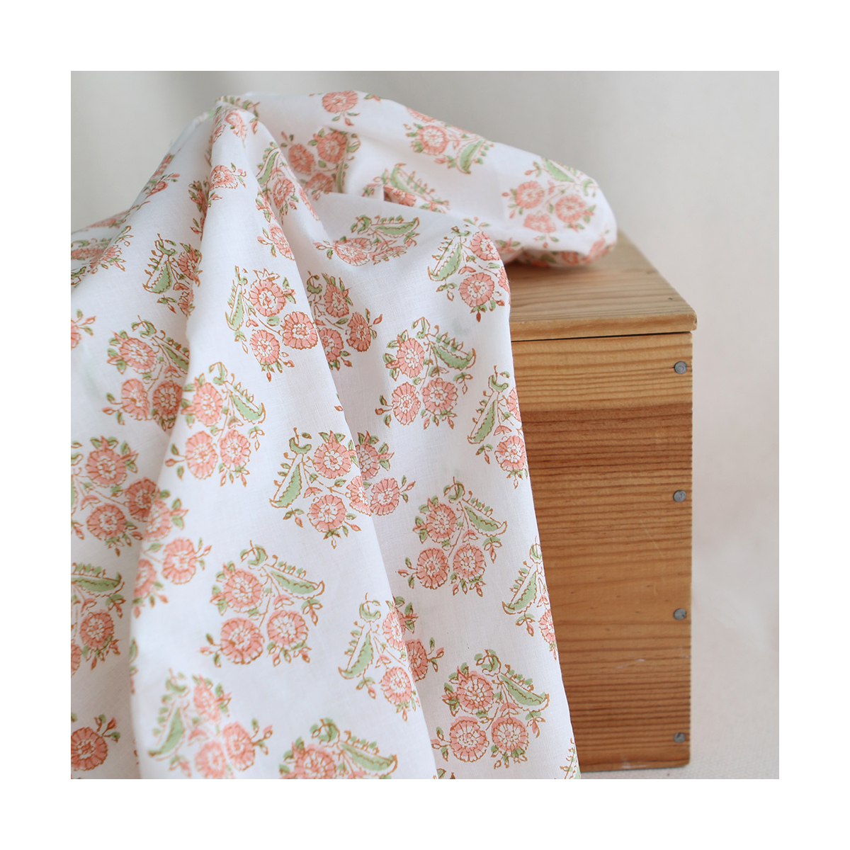 Anika - Tissu indien coton hand block traditionnel