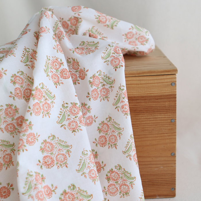 Anika - Tissu indien coton hand block traditionnel