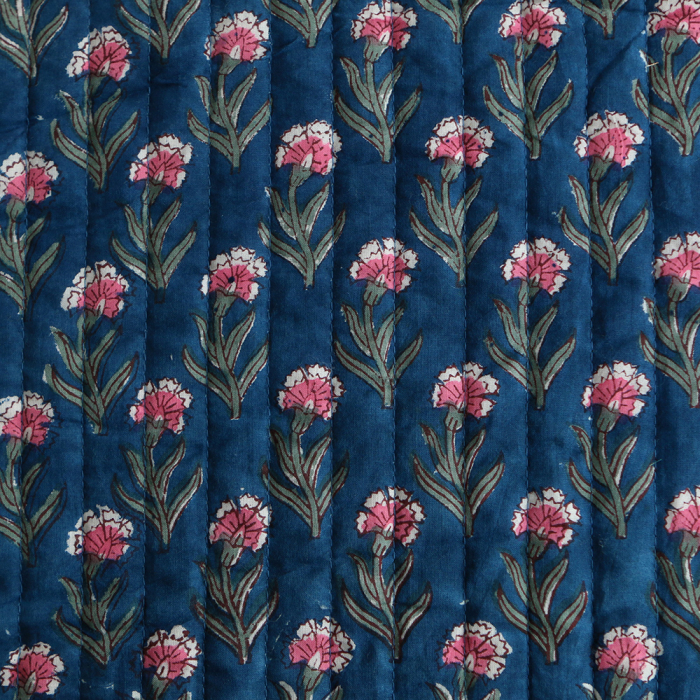 Neha - Tissu indien matelassé double face coton hand block largeur 100cm