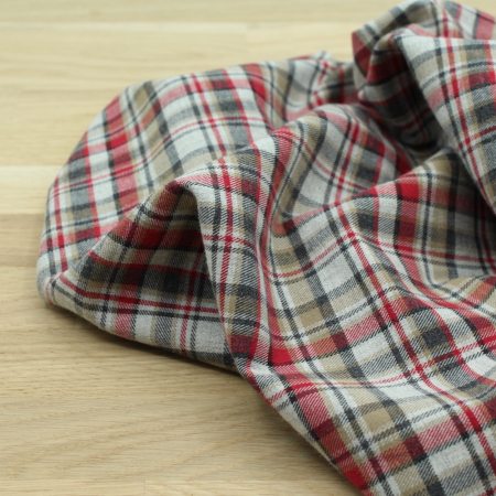 Tissu sergé de coton gratté organique imprimé tartan