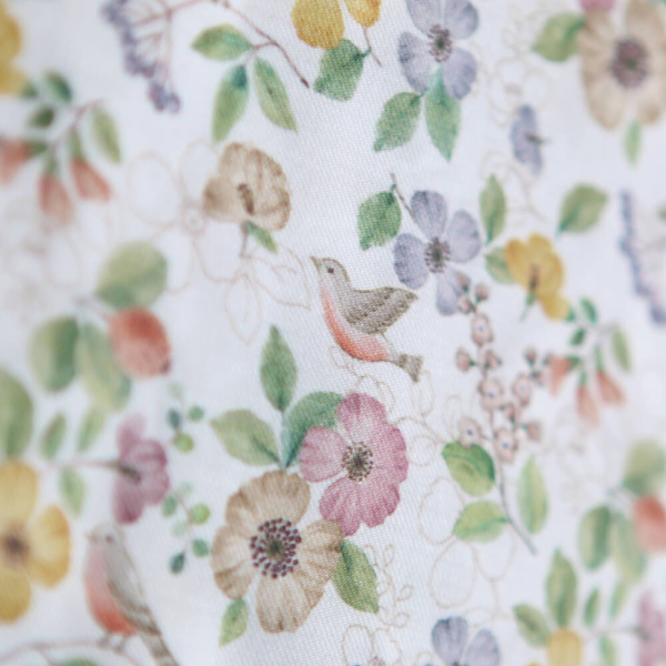 Airelle - Tissu sergé de coton imprimé fleuri et oiseaux 2