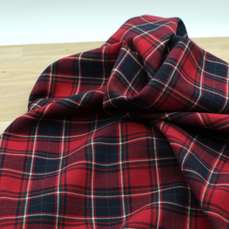 Tissu sergé de coton gratté organique imprimé tartan