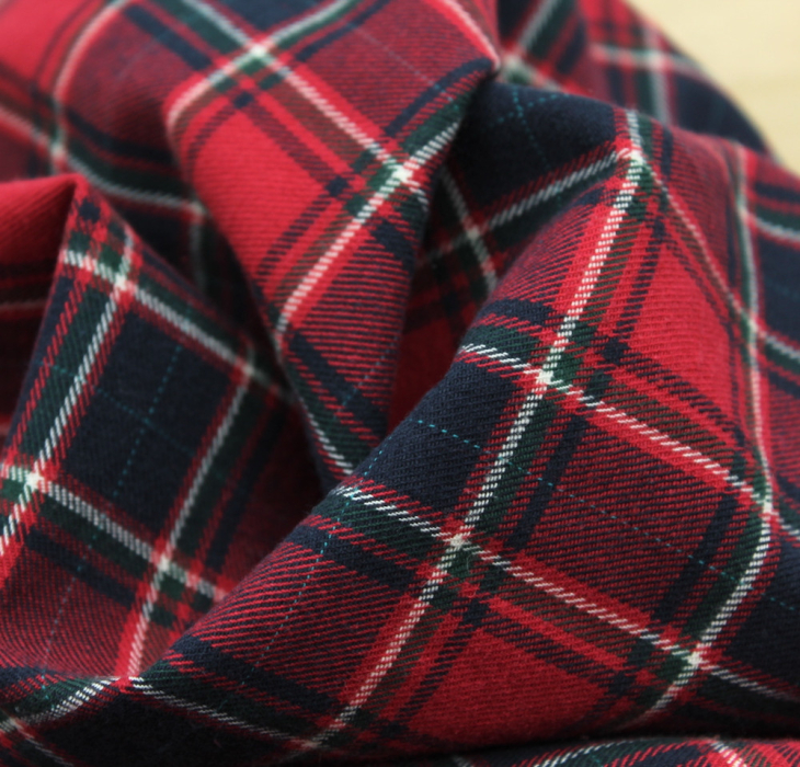 Tissu sergé de coton gratté organique imprimé tartan