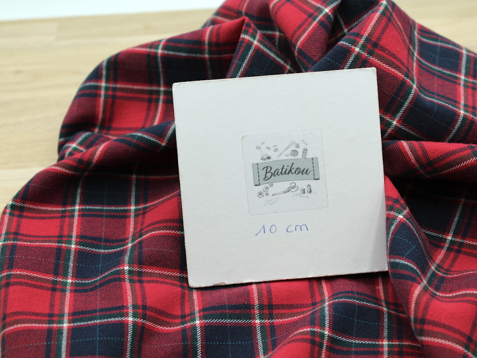 Tissu sergé de coton gratté organique imprimé tartan