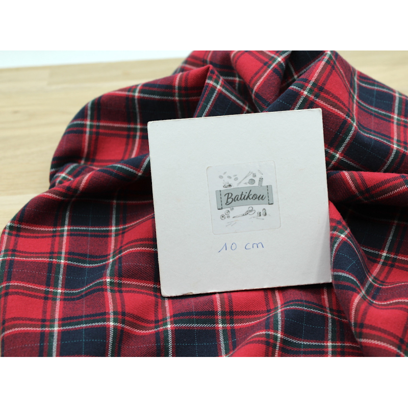 Tissu sergé de coton gratté organique imprimé tartan