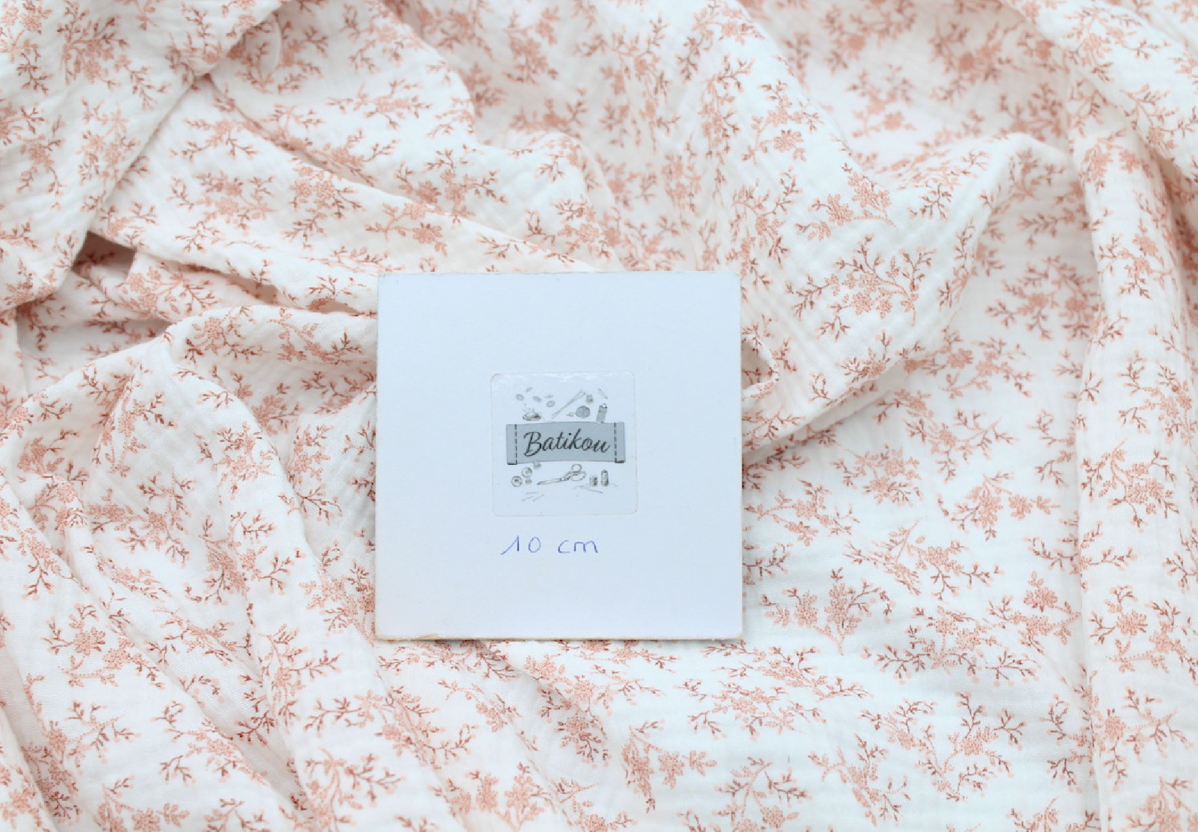 Meriem - Double gaze de coton BIO motif exclusif Pêche frais Tissus issus de l'agriculture biologique  - 7