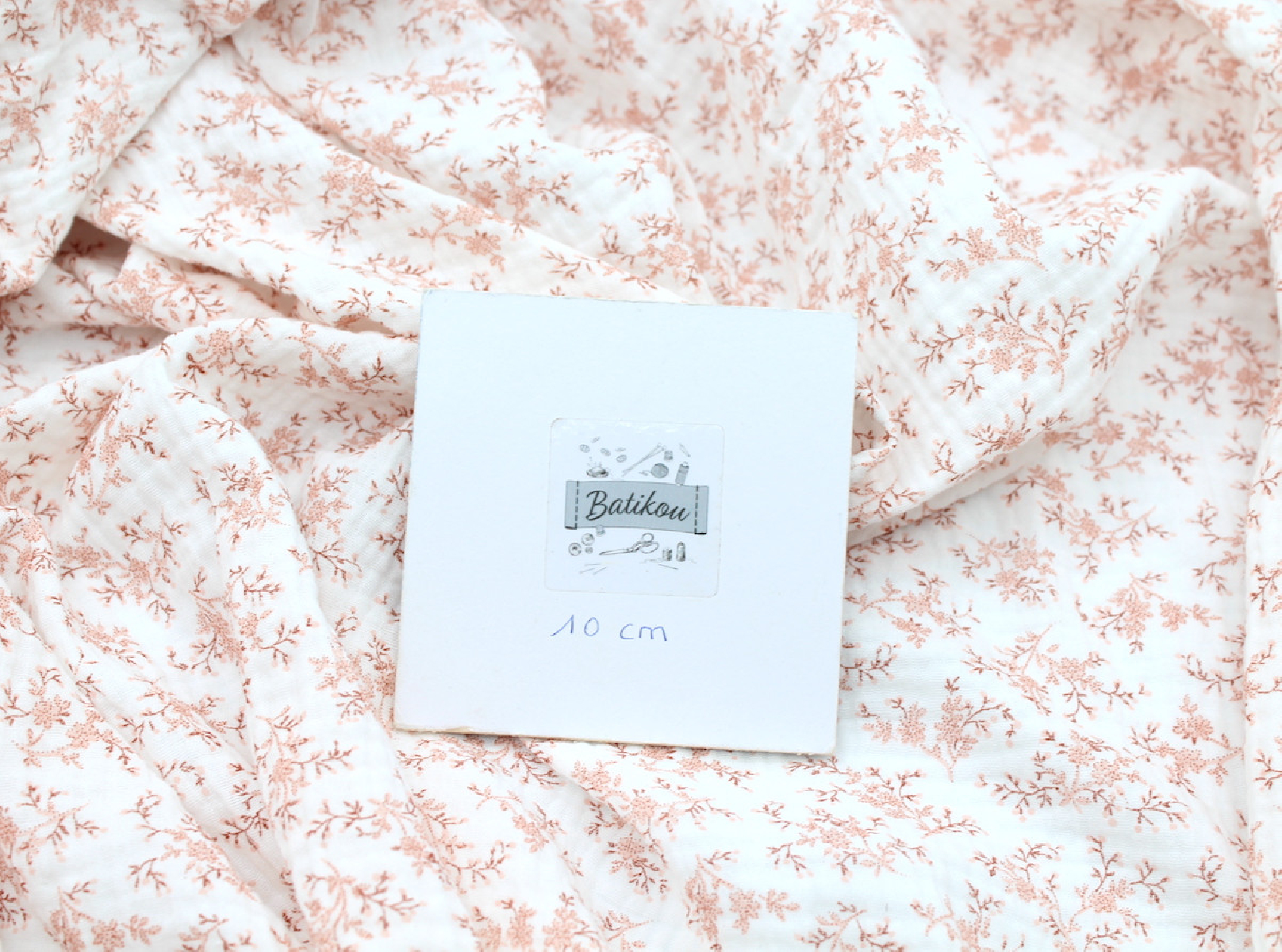 Meriem - Double gaze de coton BIO motif exclusif Pêche frais Tissus issus de l'agriculture biologique  - 3