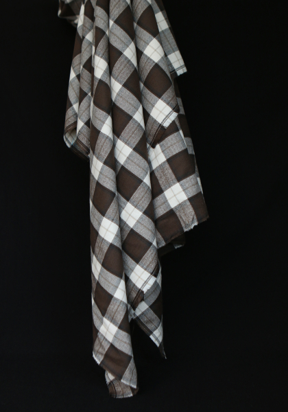 Chester - Coton gratté organique tissage quadrillage marron 2