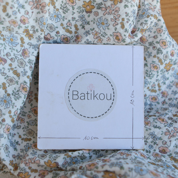 Albane - Double gaze de coton motif fleuri bleu ocre