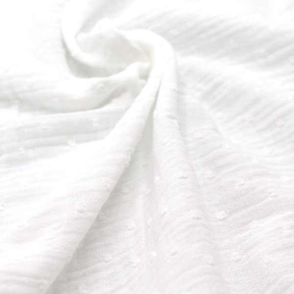 Double gaze de coton BIO plumetis blanc cassé