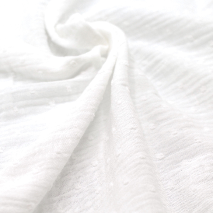 Double gaze de coton BIO plumetis blanc cassé