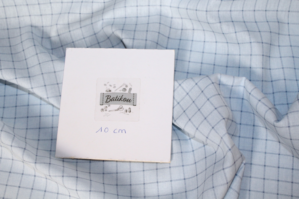 Chambray coton bleu à carreaux