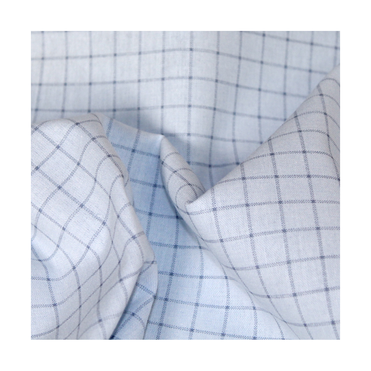 Chambray coton bleu à carreaux