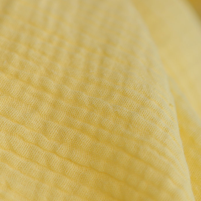 Double gaze de coton unie jaune lemon tendre