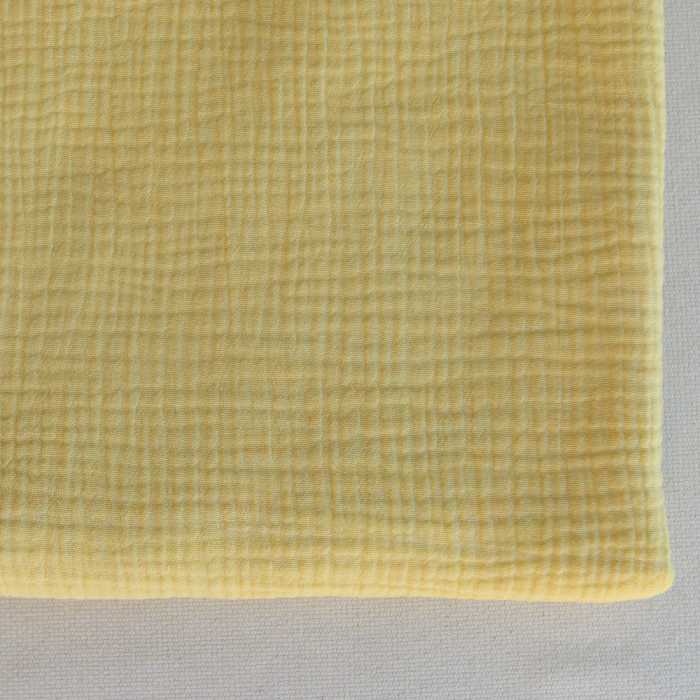 Double gaze de coton unie jaune lemon tendre
