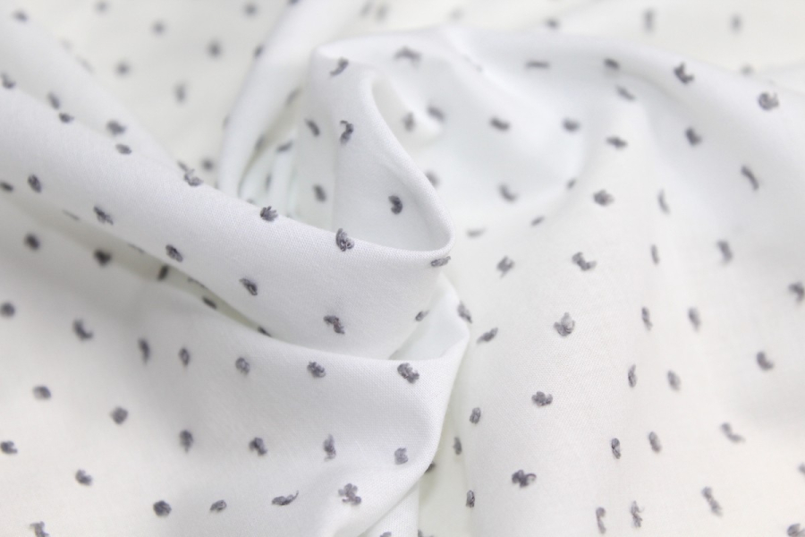 Plumetis de coton bicolore blanc gris 2