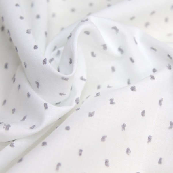 Plumetis de coton bicolore blanc gris