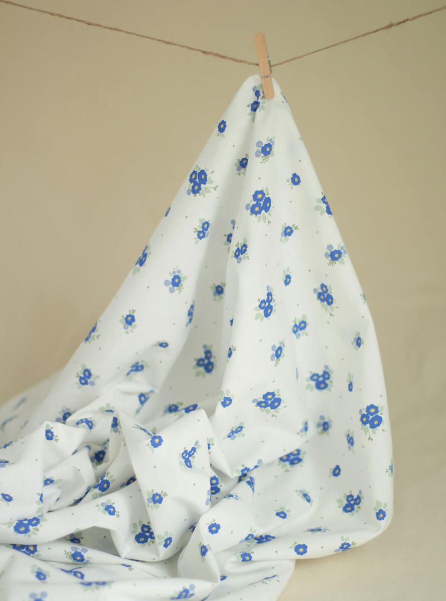 Rozen - Popeline coton SWEET douce imprimé exclusif bleu cobalt