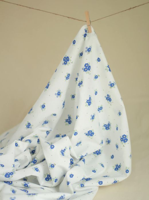 Rozen - Popeline coton SWEET douce imprimé exclusif bleu cobalt