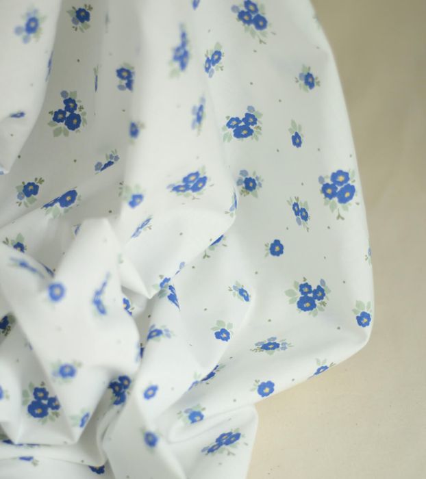 Rozen - Popeline coton SWEET douce imprimé exclusif bleu cobalt