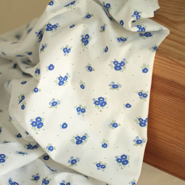Rozen - Popeline coton SWEET douce imprimé exclusif bleu cobalt