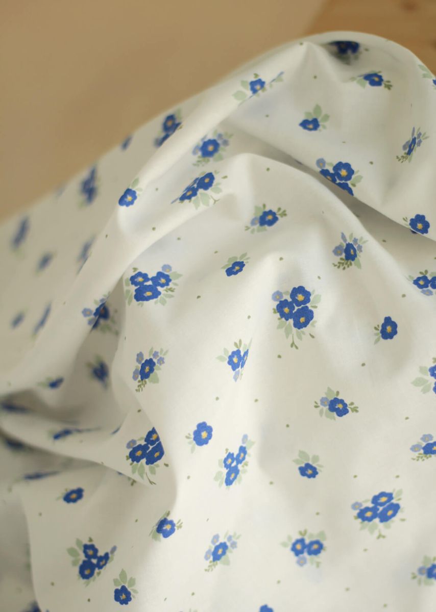 Rozen - Popeline coton SWEET douce imprimé exclusif bleu cobalt
