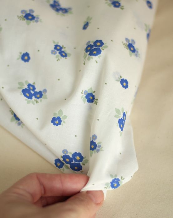 Rozen - Popeline coton SWEET douce imprimé exclusif bleu cobalt