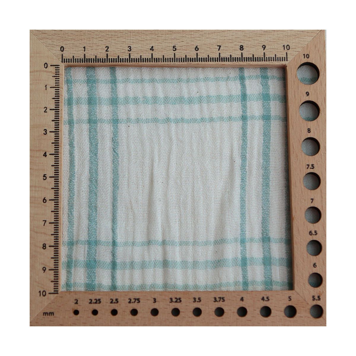 Double gaze de coton ivoire carreaux aqua