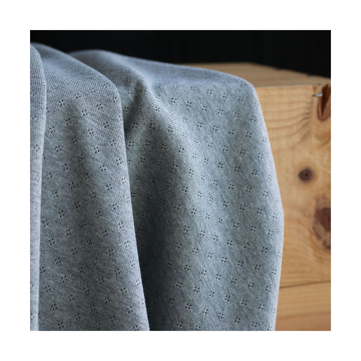 Jersey coton maille pointelle coloris gris clair chiné