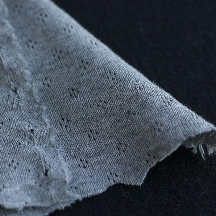 Jersey coton maille pointelle coloris gris clair chiné