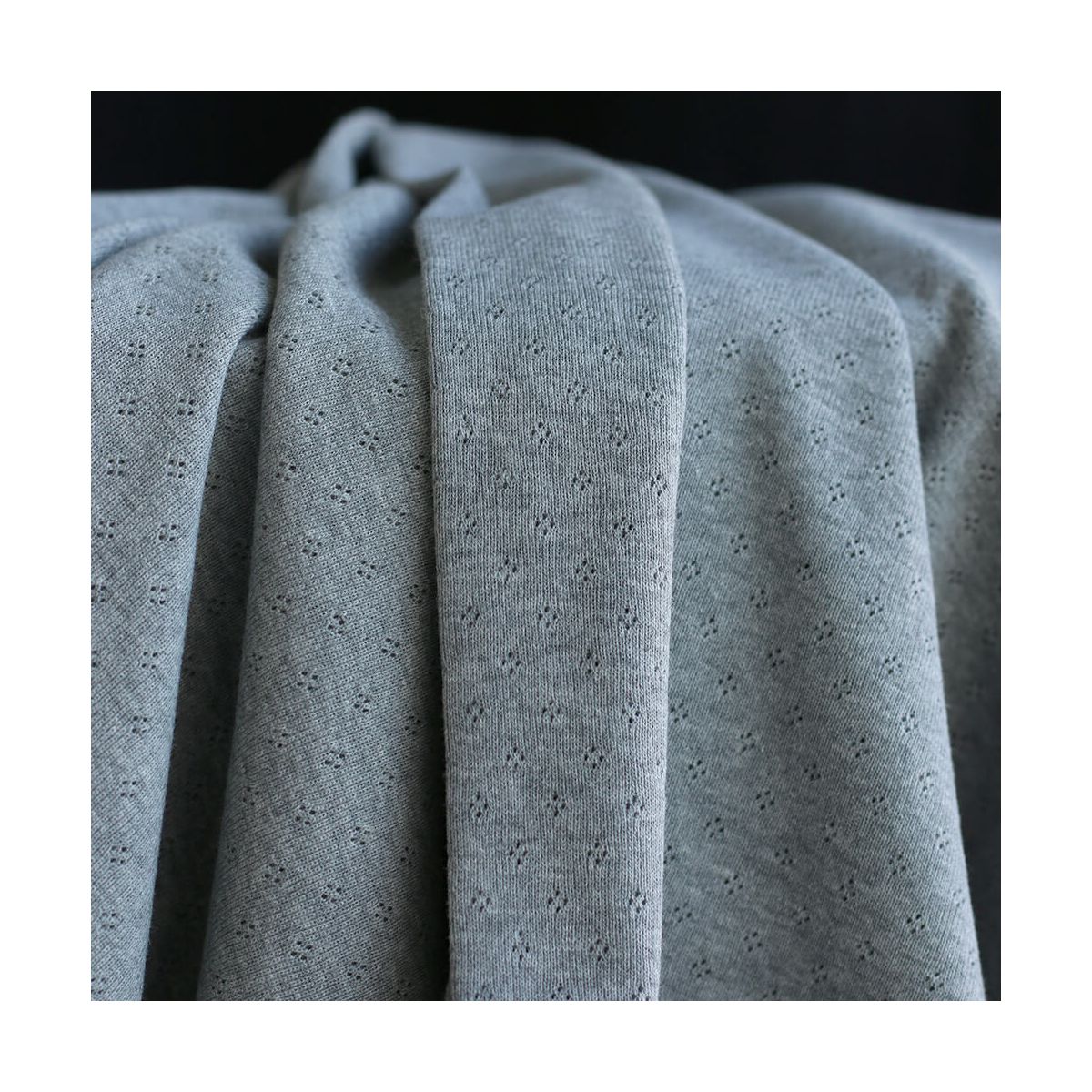 Jersey coton maille pointelle coloris gris clair chiné