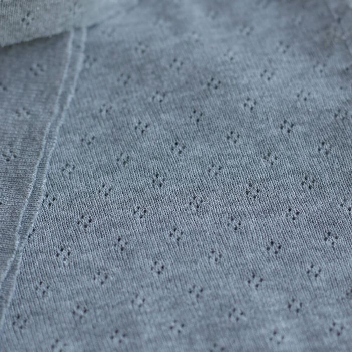 Jersey coton maille pointelle coloris gris clair chiné