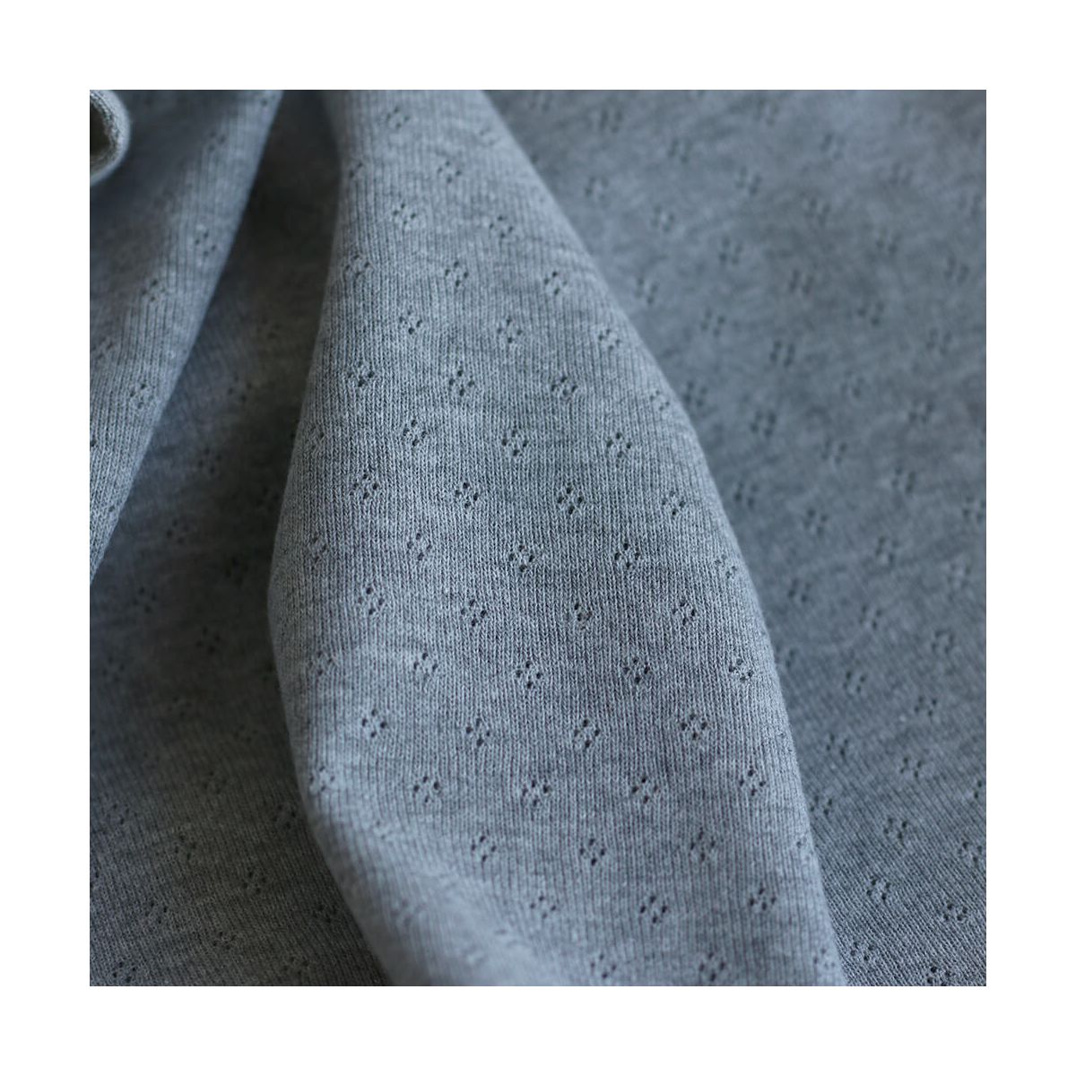 Jersey coton maille pointelle coloris gris clair chiné