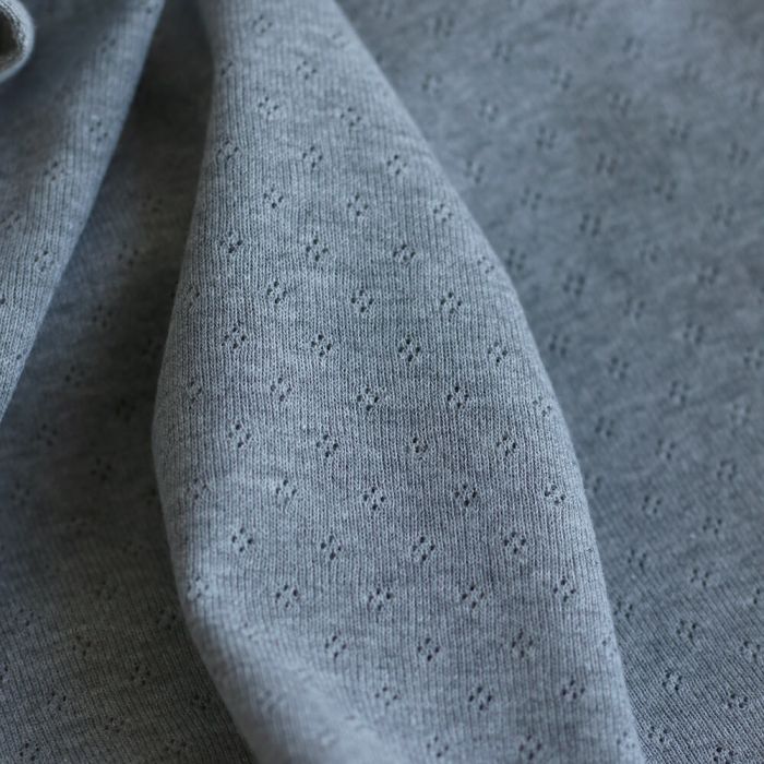 Jersey coton maille pointelle coloris gris clair chiné