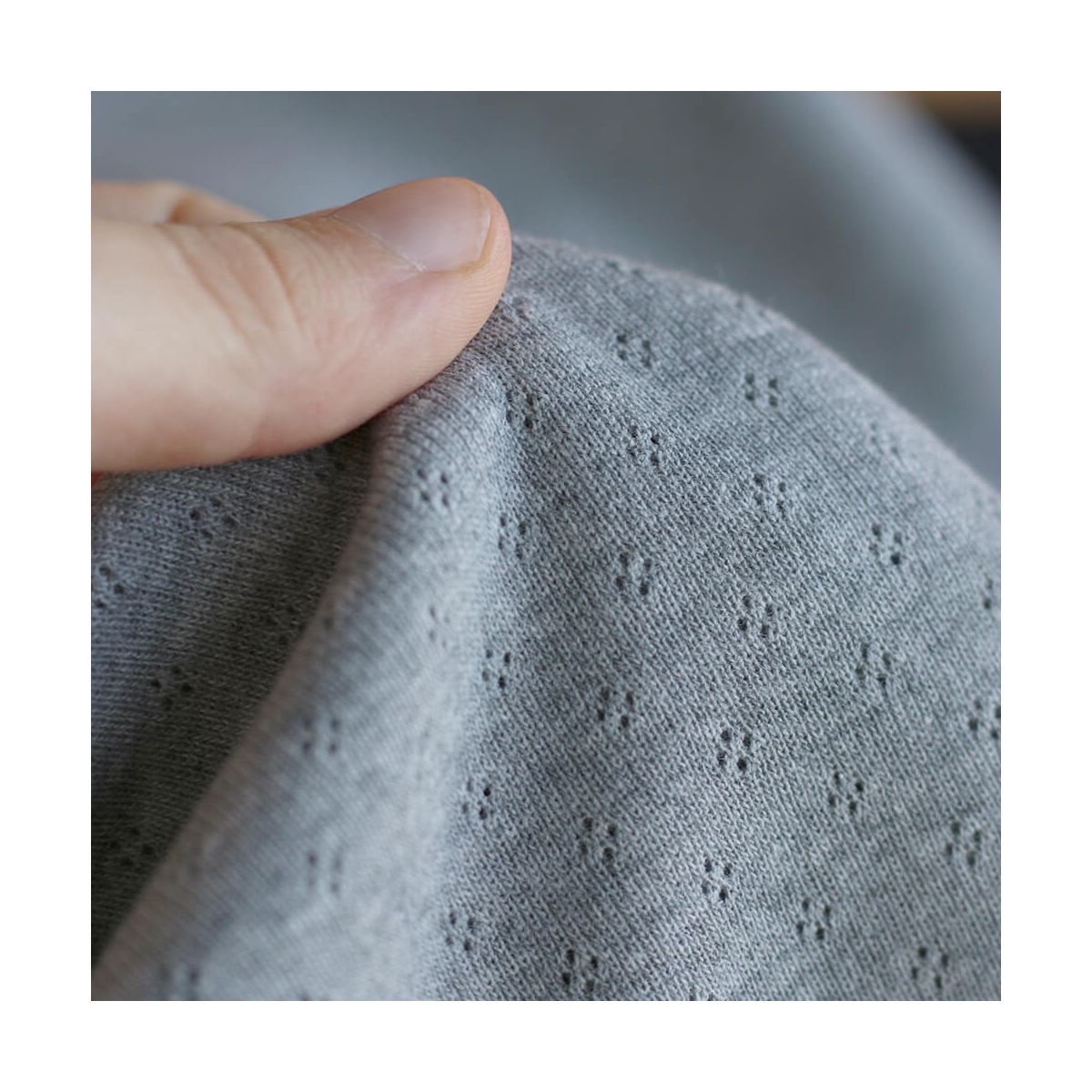 Jersey coton maille pointelle coloris gris clair chiné