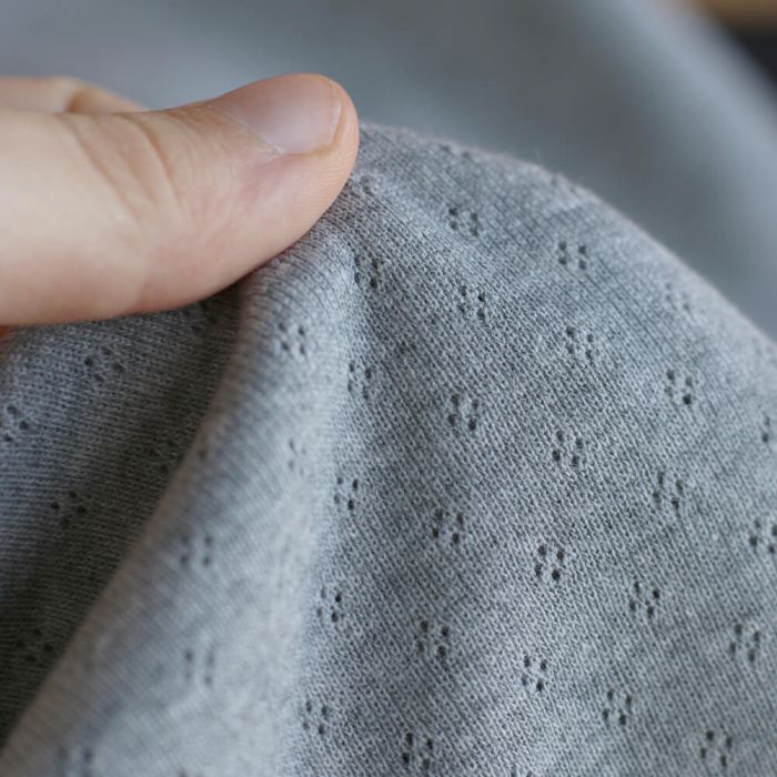 Jersey coton maille pointelle coloris gris clair chiné