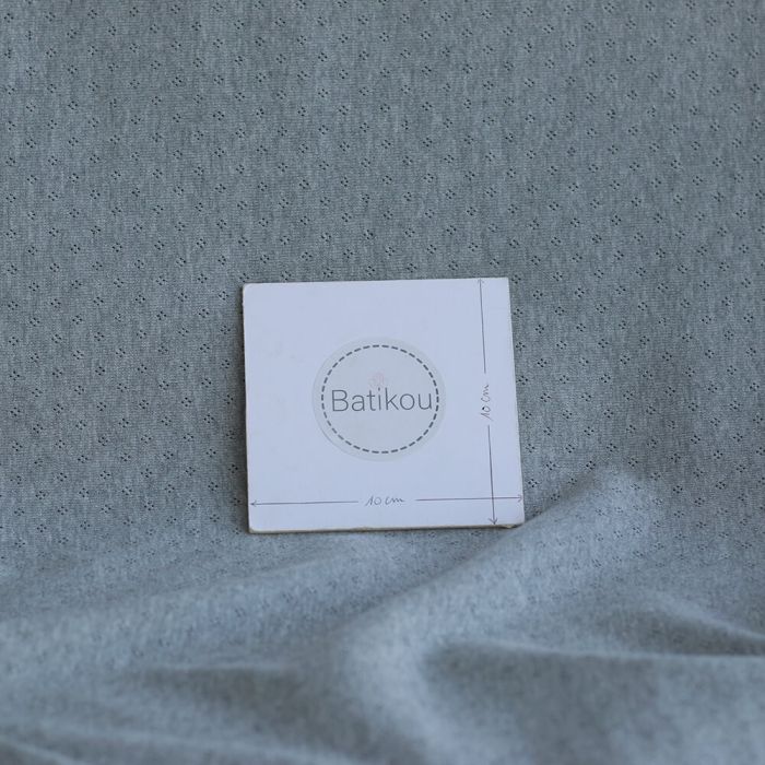 Jersey coton maille pointelle coloris gris clair chiné