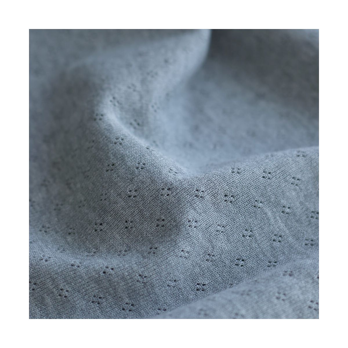 Jersey coton maille pointelle coloris gris clair chiné