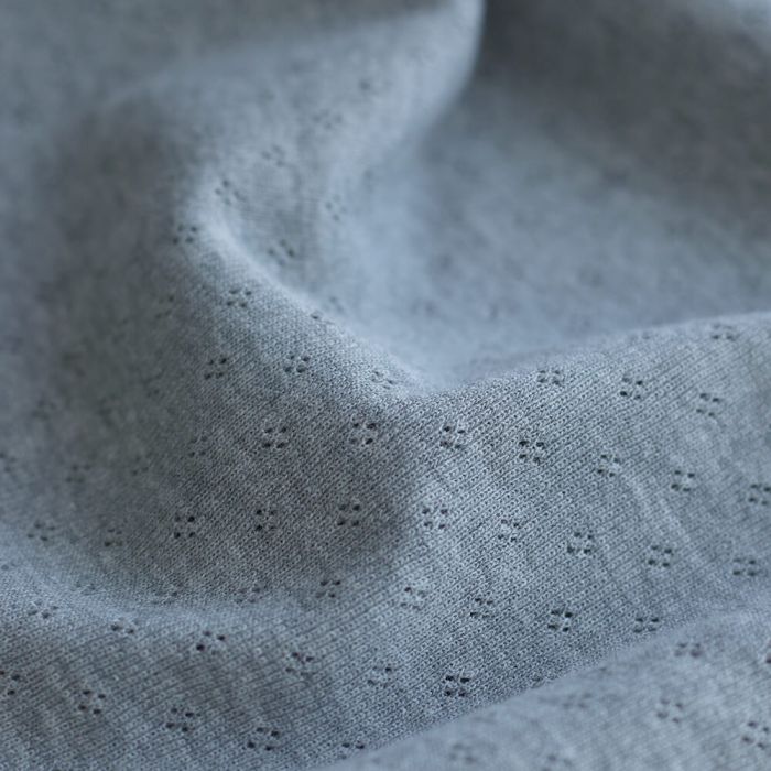 Jersey coton maille pointelle coloris gris clair chiné