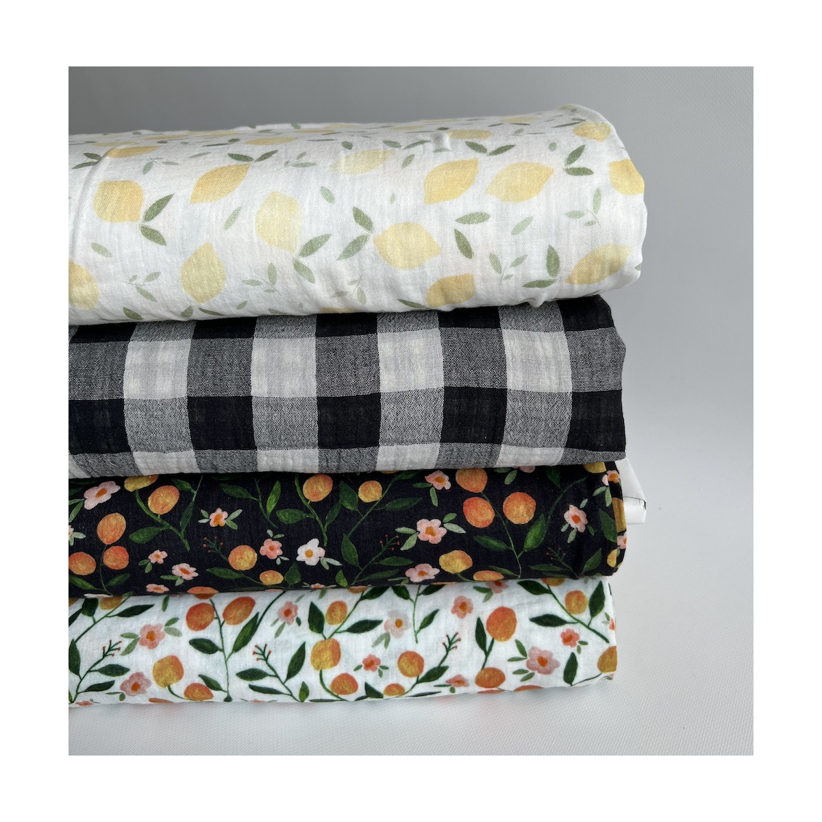 Double gaze de coton vichy réversible noir / blanc Qualité Oeko-tex - 7