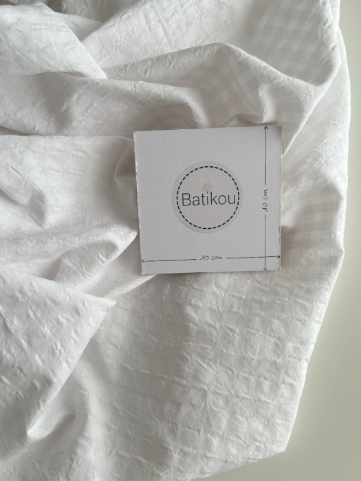 Seersucker / Coton gaufré vichy 6mm blanc / blanc Batikou - 3