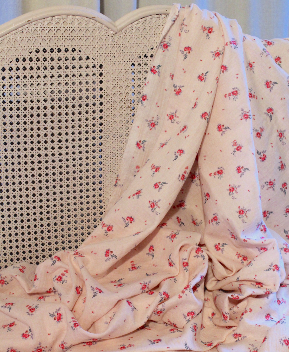 Salomé - Double gaze de coton BIO exclusif rose poudré à motifs